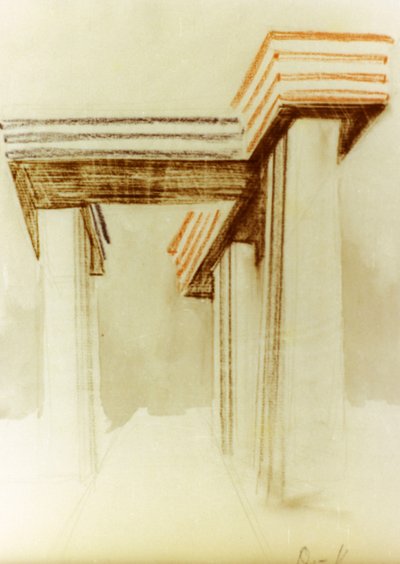 Dibujo de diseño para el edificio wolkenbugel (nube de hierro) propuesto por el lissitzky (lazar markovich lissitzky) que nunca se construyó de Eliezer Markowich Lissitzky