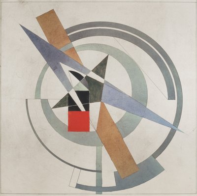 Cuña con Cuadrado Rojo (gouache sobre papel) de Eliezer Markowich Lissitzky