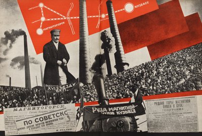 Magnitogorsk - Kuzbass. Ilustración de la URSS construye el socialismo, 1933 de Eliezer Markowich Lissitzky