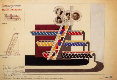 Exhibición móvil para la ventana de la librería Land and Factory de Eliezer Markowich Lissitzky