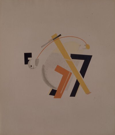 Residente antiguo. Figurilla para la ópera Victoria sobre el sol de A. Kruchenykh de Eliezer Markowich Lissitzky