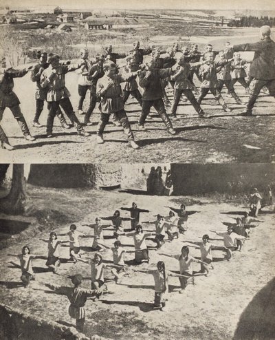 Actividades deportivas de los niños. Ilustración de la URSS construye el socialismo, 1933 de Eliezer Markowich Lissitzky