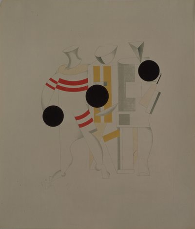Deportistas. Figurilla para la ópera Victoria sobre el sol de A. Kruchenykh, 1920-1921 de Eliezer Markowich Lissitzky