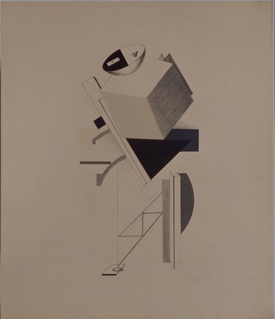Hombre fuerte. Figurilla para la ópera Victoria sobre el sol de A. Kruchenykh, 1920-1921 de Eliezer Markowich Lissitzky