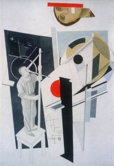 Tatlin en el trabajo. Ilustración para el libro Seis cuentos con finales fáciles, de Ilya Ehrenburg de Eliezer Markowich Lissitzky