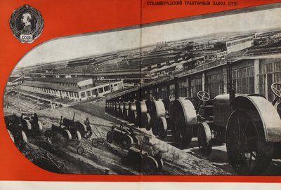 La Planta de Tractores de Stalingrado. Ilustración de La URSS Construye el Socialismo, 1933 de Eliezer Markowich Lissitzky