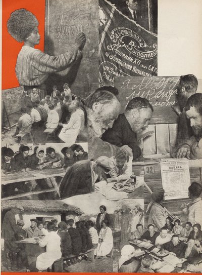 La lucha contra el analfabetismo. Ilustración de La URSS construye el socialismo, 1933 de Eliezer Markowich Lissitzky
