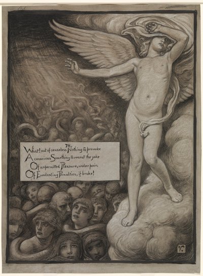 (Ilustración para Rubáiyát de Omar Khayyám) El amor se encoge asustado ante la visión del infierno de Elihu Vedder