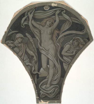 Caricatura para Luna, de los sesenta estudios para el techo Huntington (1926.80) de Elihu Vedder