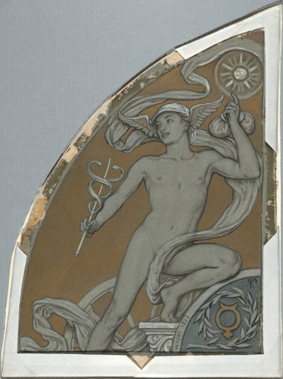 Caricatura para Mercury, de sesenta estudios para el techo de Huntington (1926.80) de Elihu Vedder