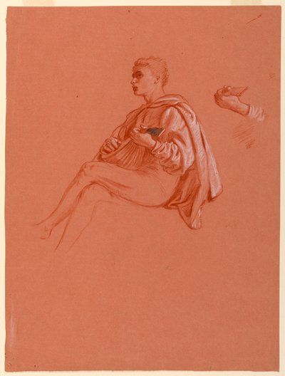 Dibujo, Niño tocando el laúd, 1871-72 de Elihu Vedder