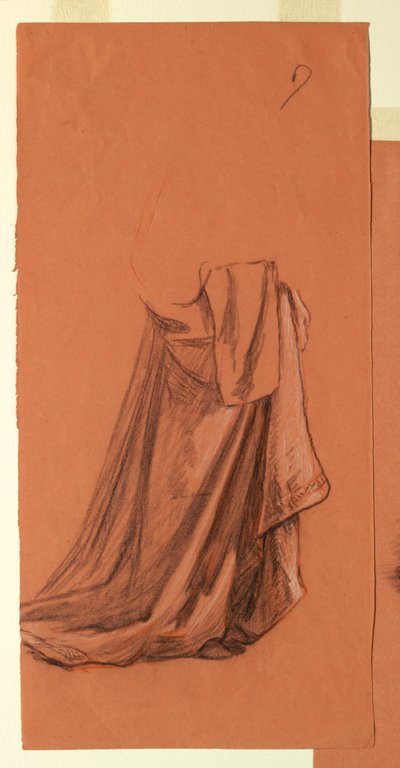 Dibujo, Drapery (estudio para óleo, "Procesión nupcial" o "El baile", 1872-79 de Elihu Vedder