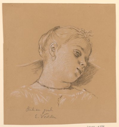 Dibujo, Cabeza de niña italiana, ca. 1885 de Elihu Vedder