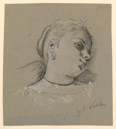 Dibujo, Cabeza de niña italiana, ca. 1885 de Elihu Vedder