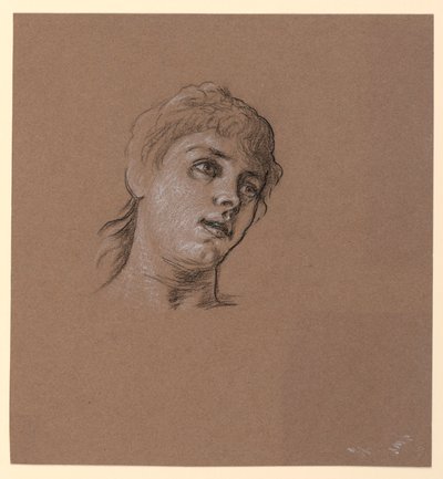 Dibujo, Boceto de retrato de una joven, ca. 1885 de Elihu Vedder
