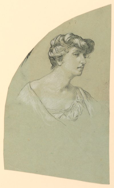 Dibujo, Boceto de retrato de una joven, ca. 1885 de Elihu Vedder