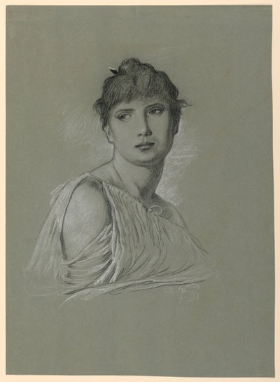 Dibujo, Boceto de retrato de una joven, ca. 1885 de Elihu Vedder