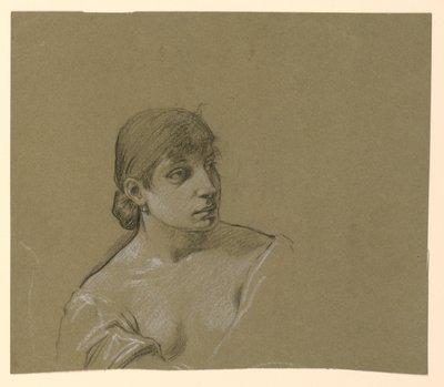 Dibujo, Retrato de una joven, ca. 1885 de Elihu Vedder