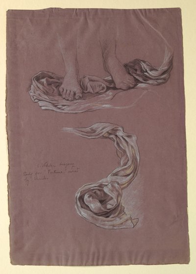 Dibujo, Estudio de drapeado "Fortune", ca. 1877 de Elihu Vedder