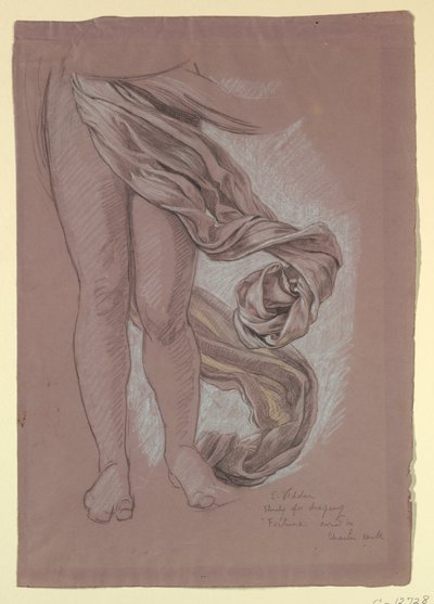 Dibujo, Estudio del drapeado de "Fortune", ca. 1877 de Elihu Vedder