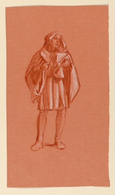 Dibujo, Estudio de una figura con traje de capucha, ca. 1885 de Elihu Vedder