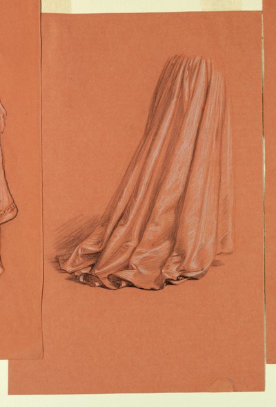 Dibujo, drapeado (estudio para óleo, "Procesión nupcial"), ca. 1872 de Elihu Vedder