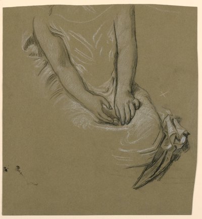 Dibujo, estudio de torso femenino, hacia 1885 de Elihu Vedder