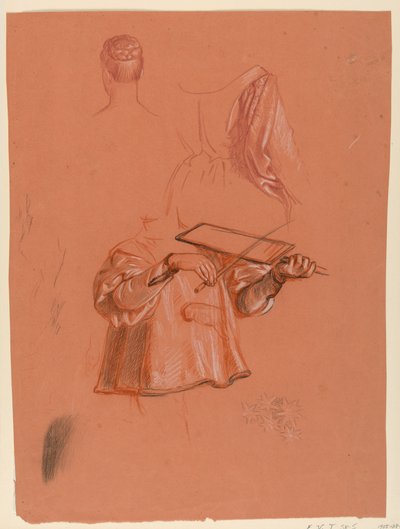 Dibujo, estudios de figuras y drapeados, hacia 1885 de Elihu Vedder