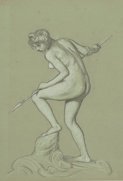Niña arponeando un delfín de Elihu Vedder