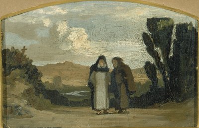 Monjes en la Vía Apia, ca. 1865 de Elihu Vedder