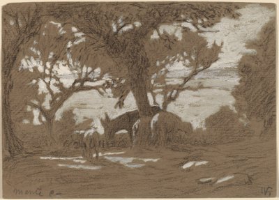 Monte Colognola - Ovejas pastando en el lago Trasimeno de Elihu Vedder