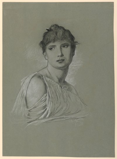 Boceto de retrato de una joven de Elihu Vedder