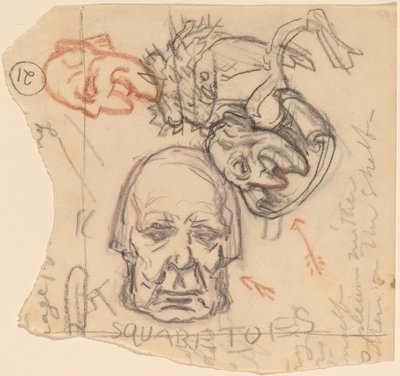 Autorretrato: Caricaturas, c. 1918 de Elihu Vedder