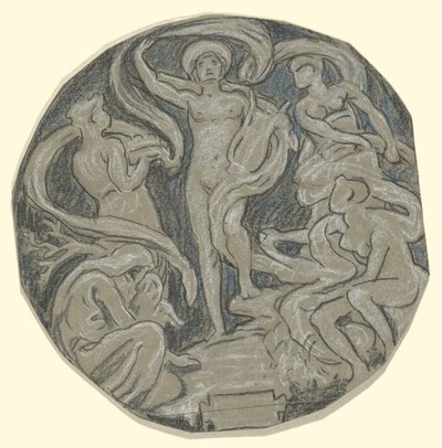 Estudio para Center Circle of Huntington Techo; Apolo y asistentes de Elihu Vedder