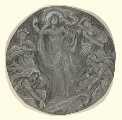 Estudio para el techo del círculo central de Huntington: Apolo y asistentes de Elihu Vedder