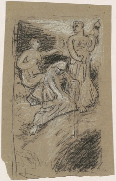 Estudio para Las Parcas recogiendo las estrellas, 1884-1887 de Elihu Vedder