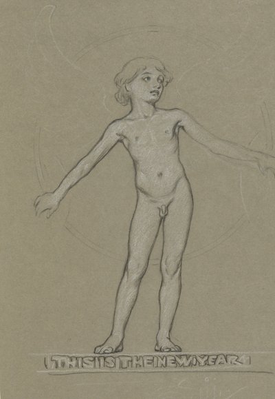 Estudio para la Juventud Alada (El Año Nuevo) de Elihu Vedder
