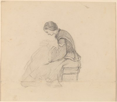 Estudio de una niña leyendo de Elihu Vedder