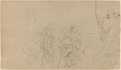 Escena de pueblo de Elihu Vedder
