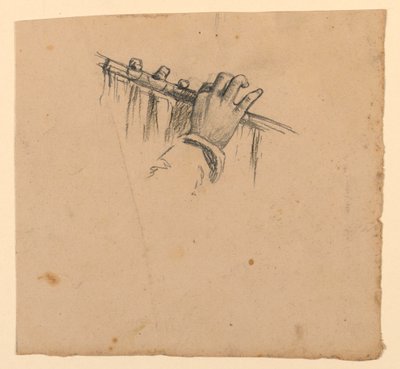Estudio de manos sosteniendo una flauta de Elihu Vedder