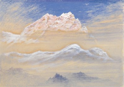 Vista de la montaña: Porción de la cadena de los Alpes de Terglon vista desde cerca de Rudmannsdorf, Italia. de Elijah Walton
