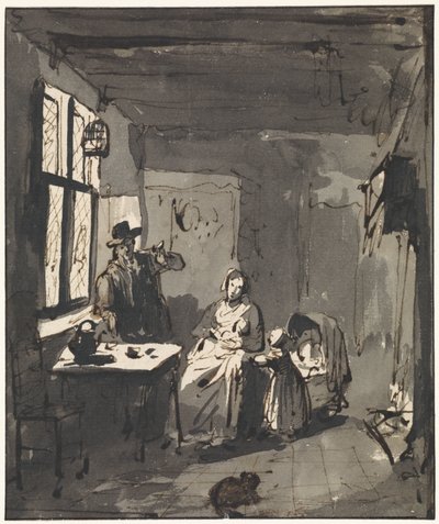 Interior con escena familiar de Elisabeth Alida Haanen