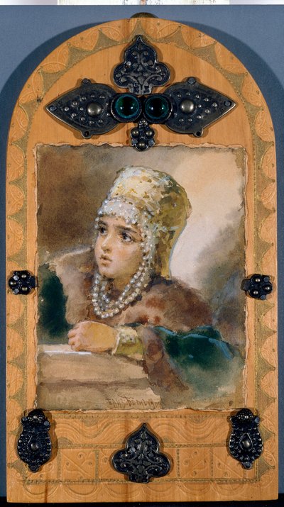 La princesa (ilustración del poema ""La sirena""" de Alexander Pushkin (1799-1837) - Obra de Elizaveta Merkuryevna Bem (Elisabeth Bohm) (1843-1914) de Elisabeth Bem