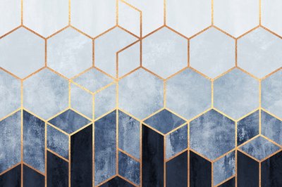 Hexágonos azules geométricos modernos de Elisabeth Fredriksson