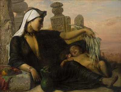 Una mujer fellah egipcia con su bebé de Elisabeth Jerichau Baumann