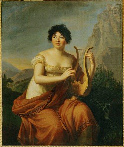 Retrato de Germaine Necker, Mme. de Stael ... (óleo sobre madera) de Elisabeth Louise Vigee-Lebrun