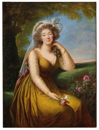 Retrato de Madame du Barry (1743-1793), tres cuartos, sentada en un paisaje, c.1775-93 (óleo sobre lienzo) de Elisabeth Louise Vigee Lebrun