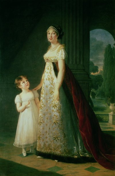 María Carolina Bonaparte (1782-1839) Reina de Nápoles con su hija Laetitia Murat de Elisabeth Louise Vigee Lebrun