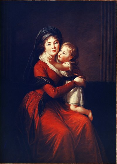 Retrato de la princesa Alexandra Petrovna Galitzine (Golitsyna o Galitzyne) nee Protassov (1774-1842) con su hijo. Pintura de Elisabeth Vigee-Lebrun (Vigee Lebrun) (1755-1842), óleo sobre lienzo de Elisabeth Louise Vigee Lebrun