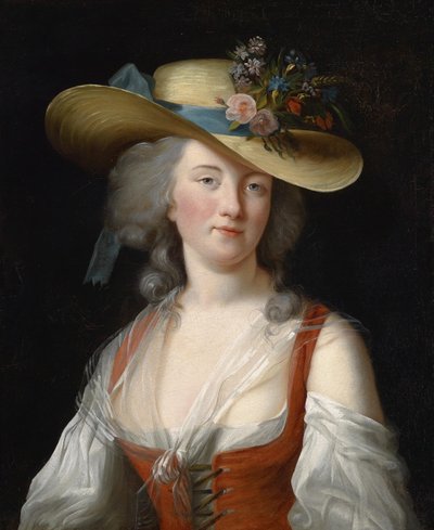 Retrato de Anne Catherine Le Preudhomme de Chatenoy, Condesa de Verdun, como fina jardinera, c. 1780 de Elisabeth Louise Vigee Lebrun